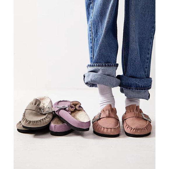 Free People Pink Mules with Rhinestone Buckle - Picture 2 of 10